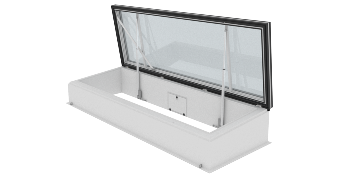 Service roof access hatch in opening position