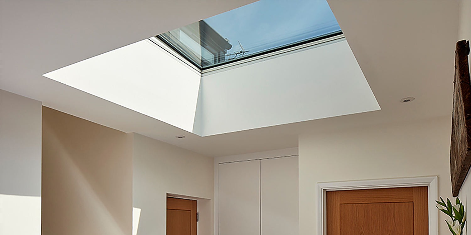 House hall with square glass skylight