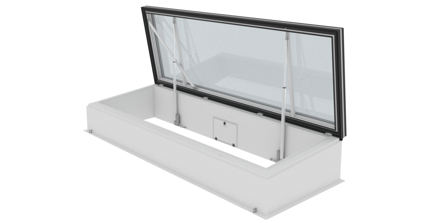 Service roof access hatch in opening position