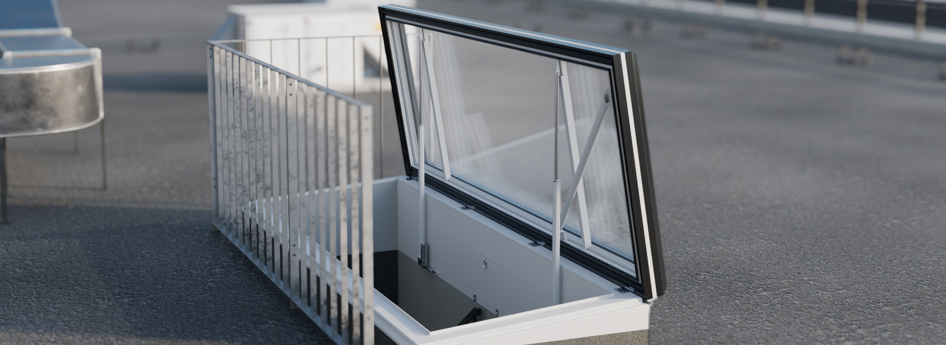 Open roof access hatch