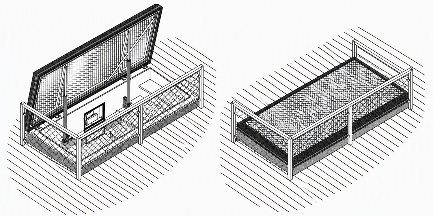 technical drawing of service access hatch