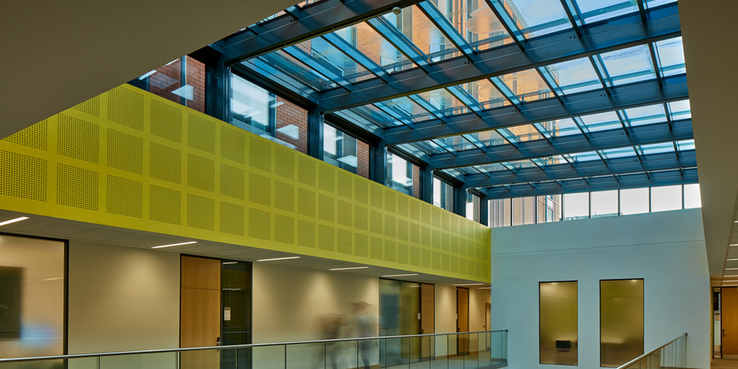 Passive House glass atrium internal view