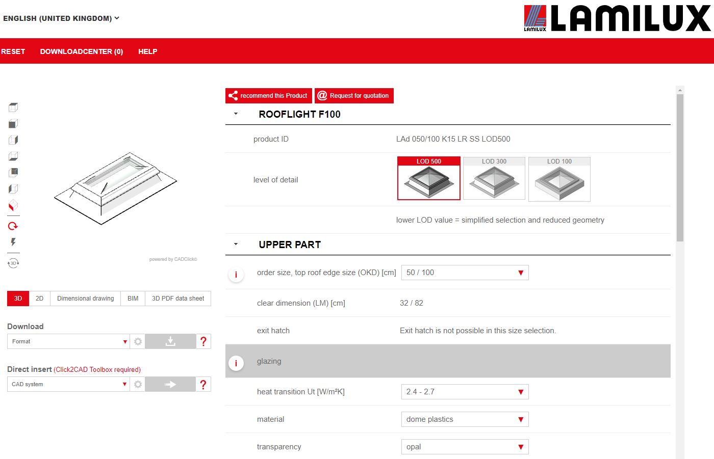 screenshot of BIM configurator