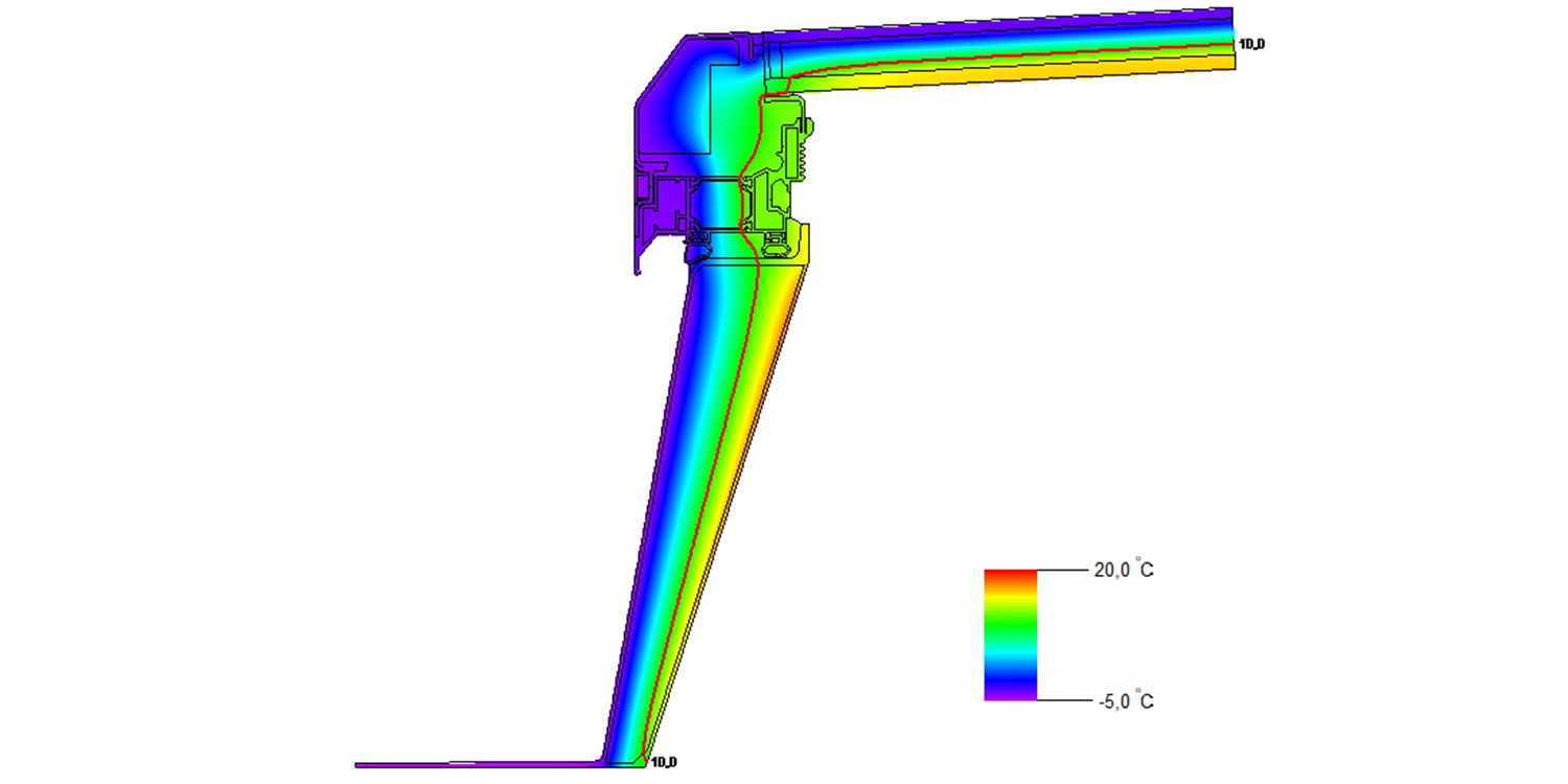 Isothermal line diagram of roof access hatch