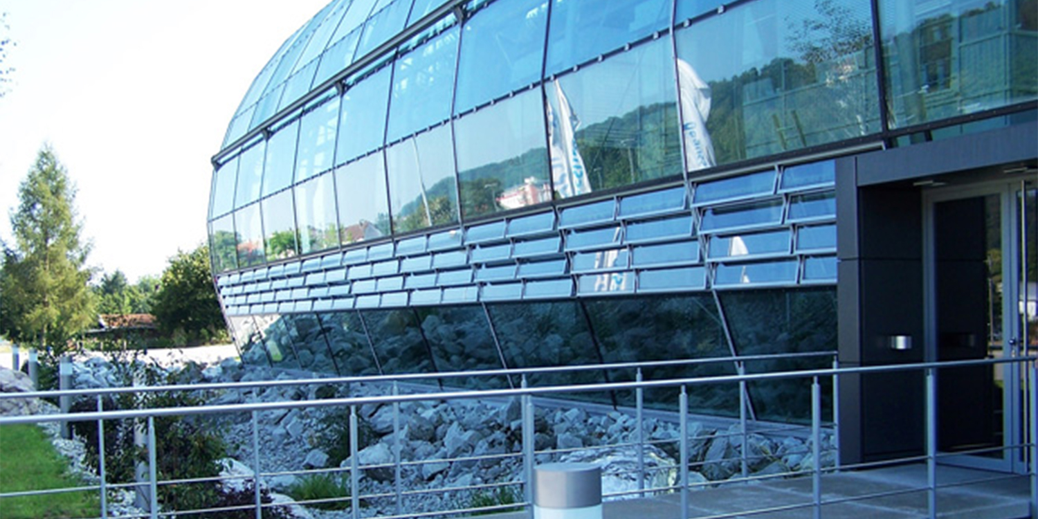 Glass louvre vents integrated in building facade