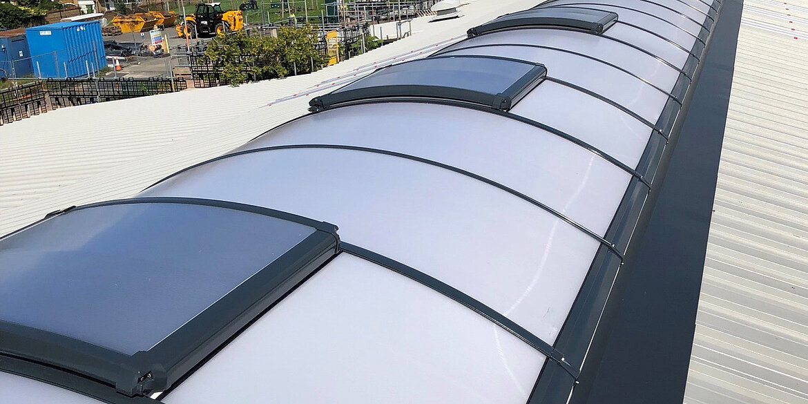 long rooflight with opening vents
