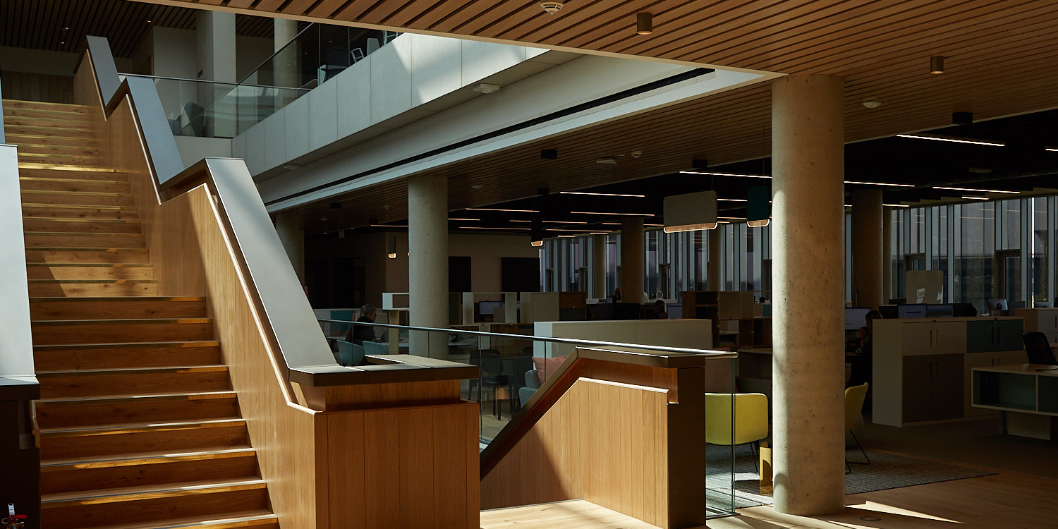 Inside a building showing shadow and lighting