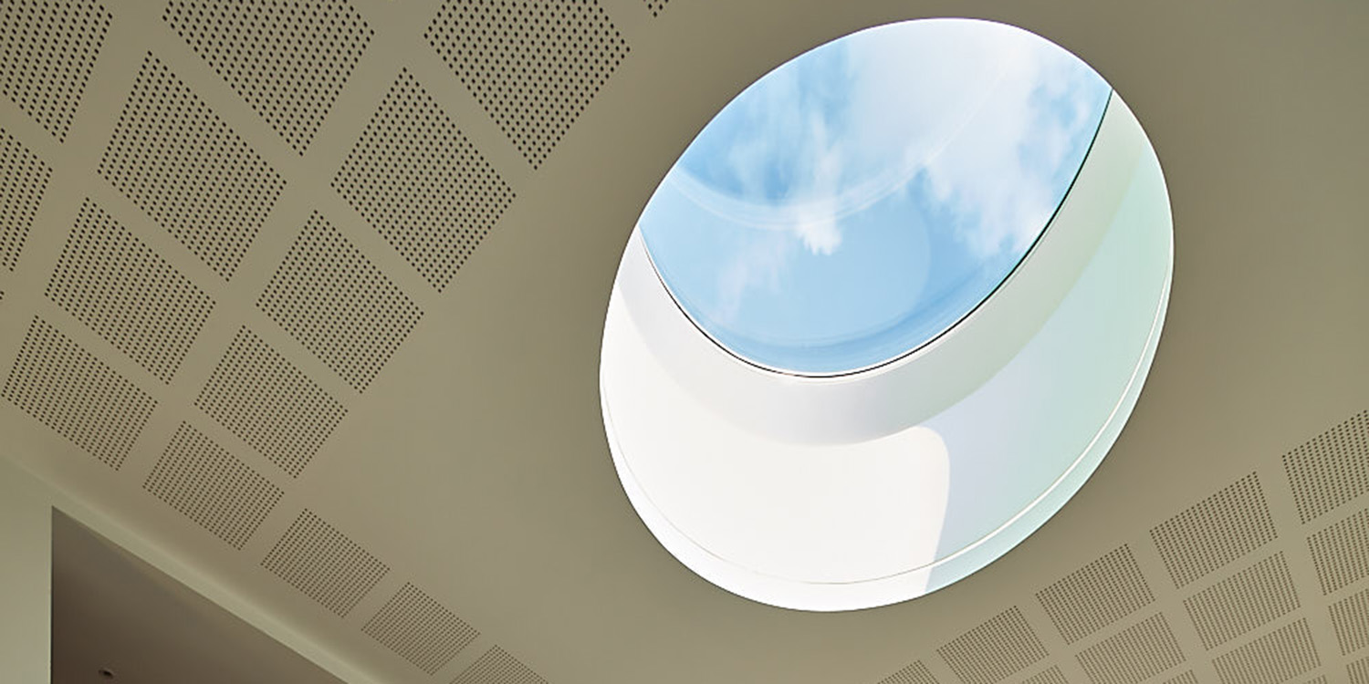 Large circular rooflight on slanted angle