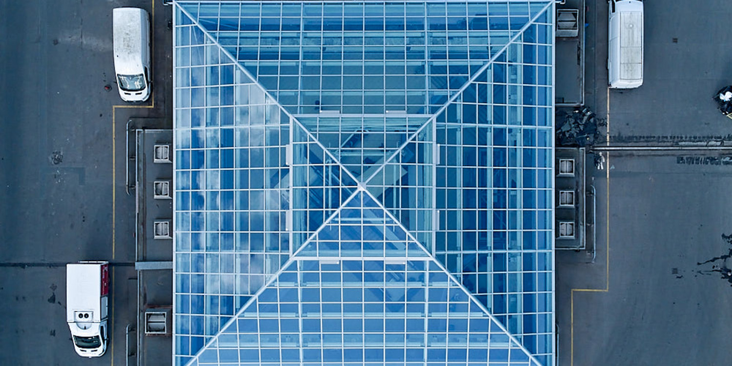 shopping centre with large glass roof