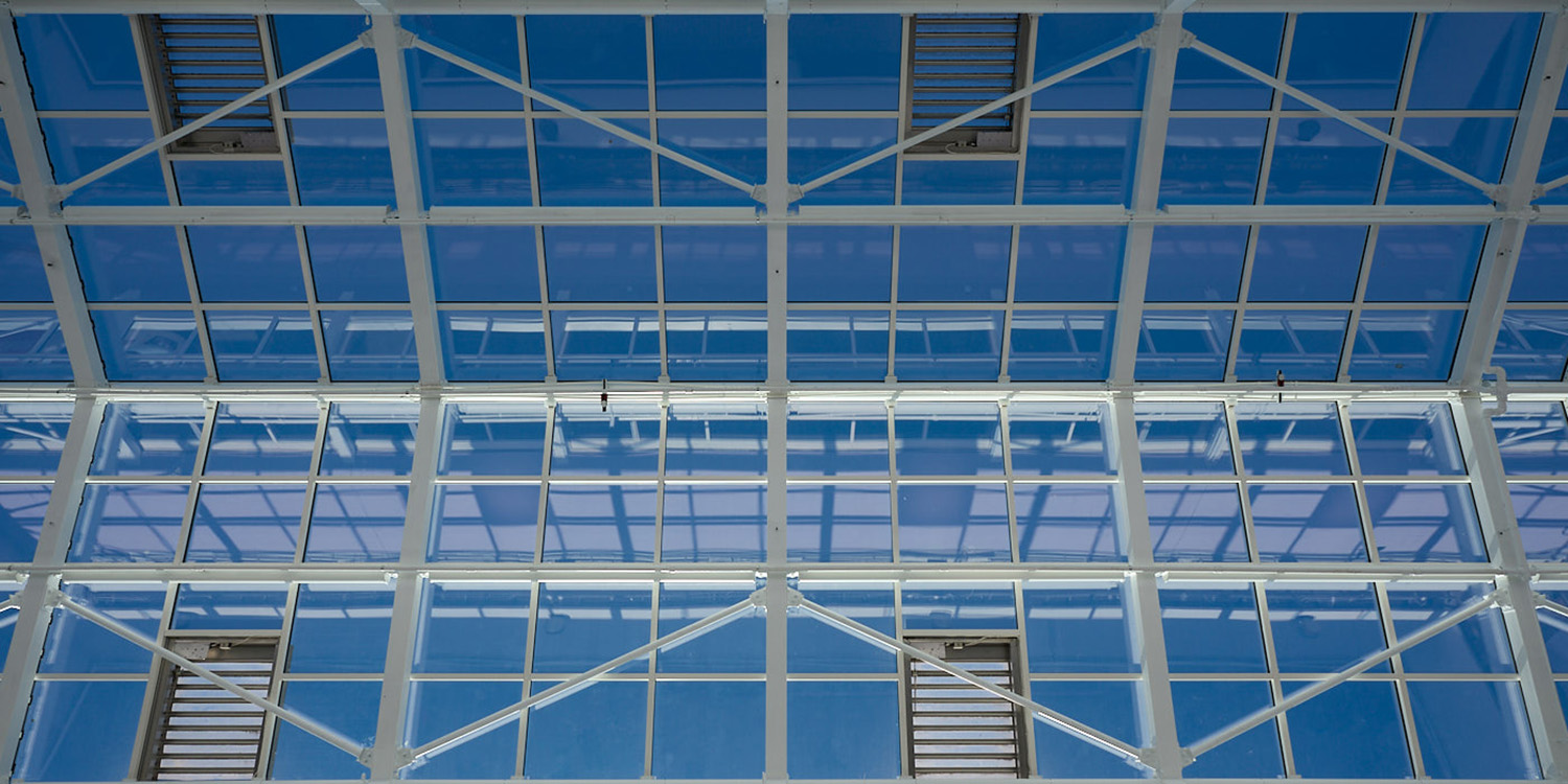 shopping centre with large glass roof