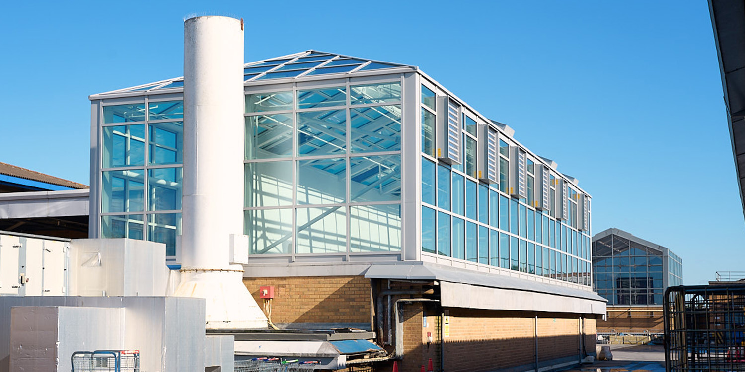 external view of large glass building