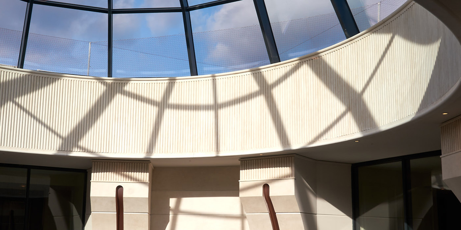 close up glass rooflight dome