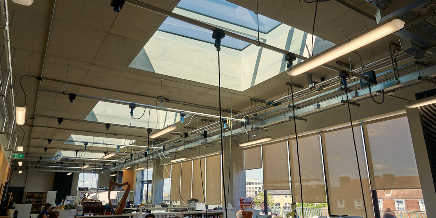 classroom with rooflights above