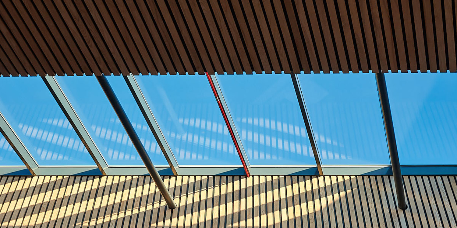 Horizontal internal view of long rooflight