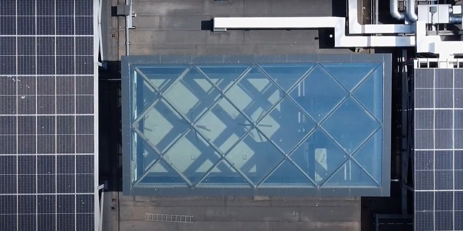 external view of canterbury council offices glazed roof