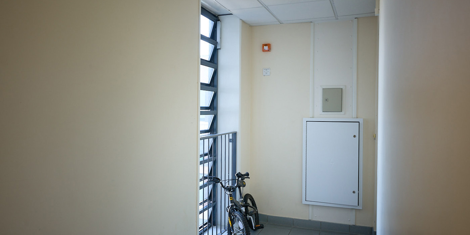 bike leaning against louvre window