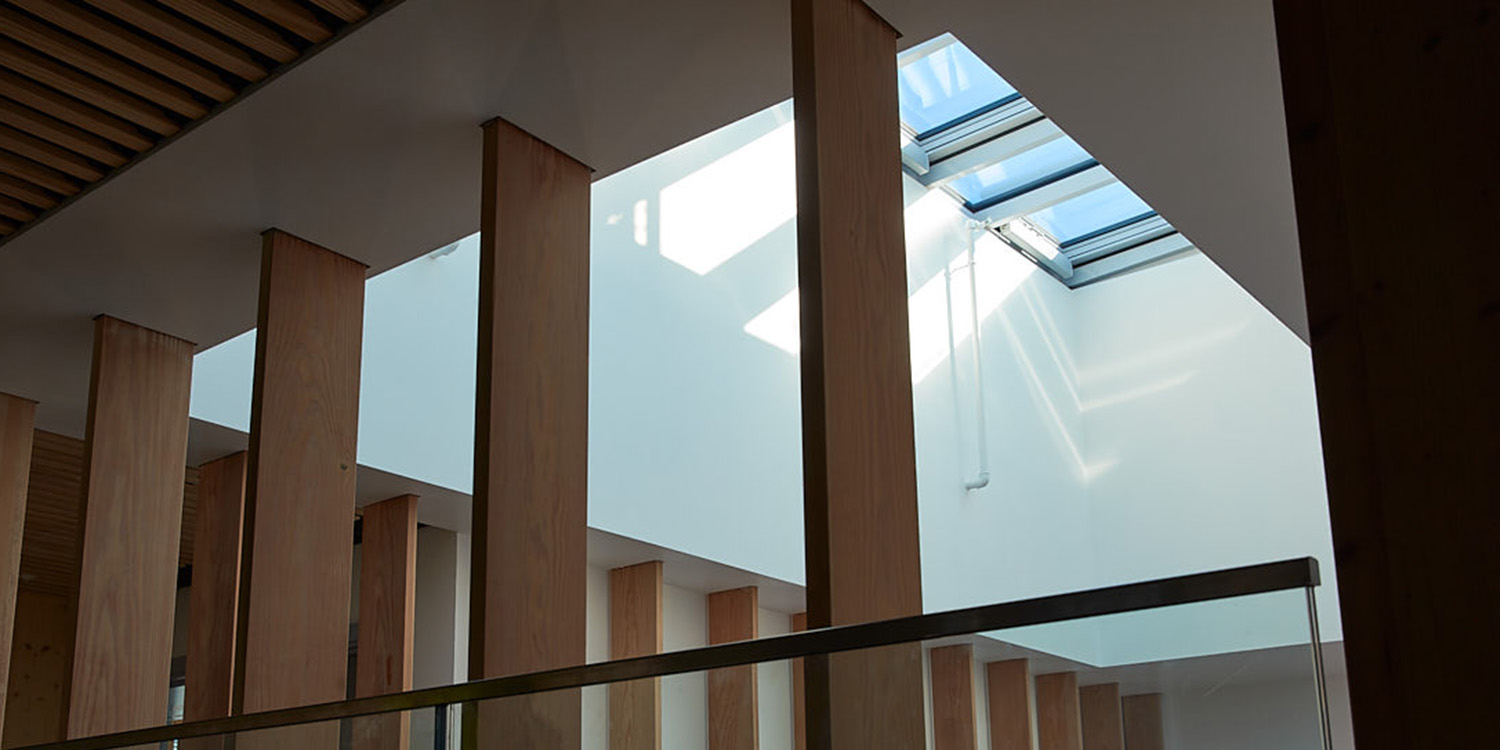 School corridor looking at rooflight