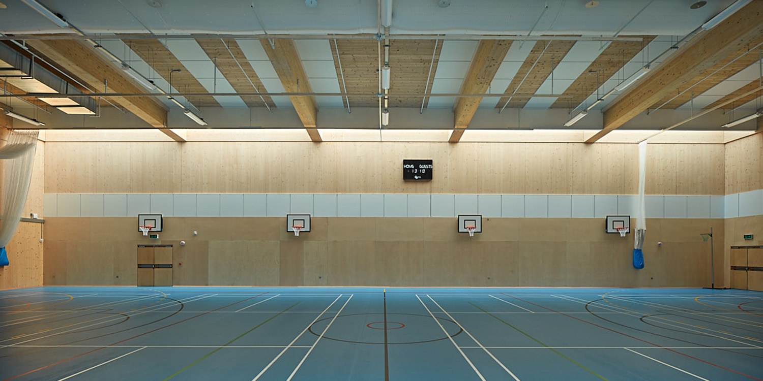 Sports hall lit up with rooflights