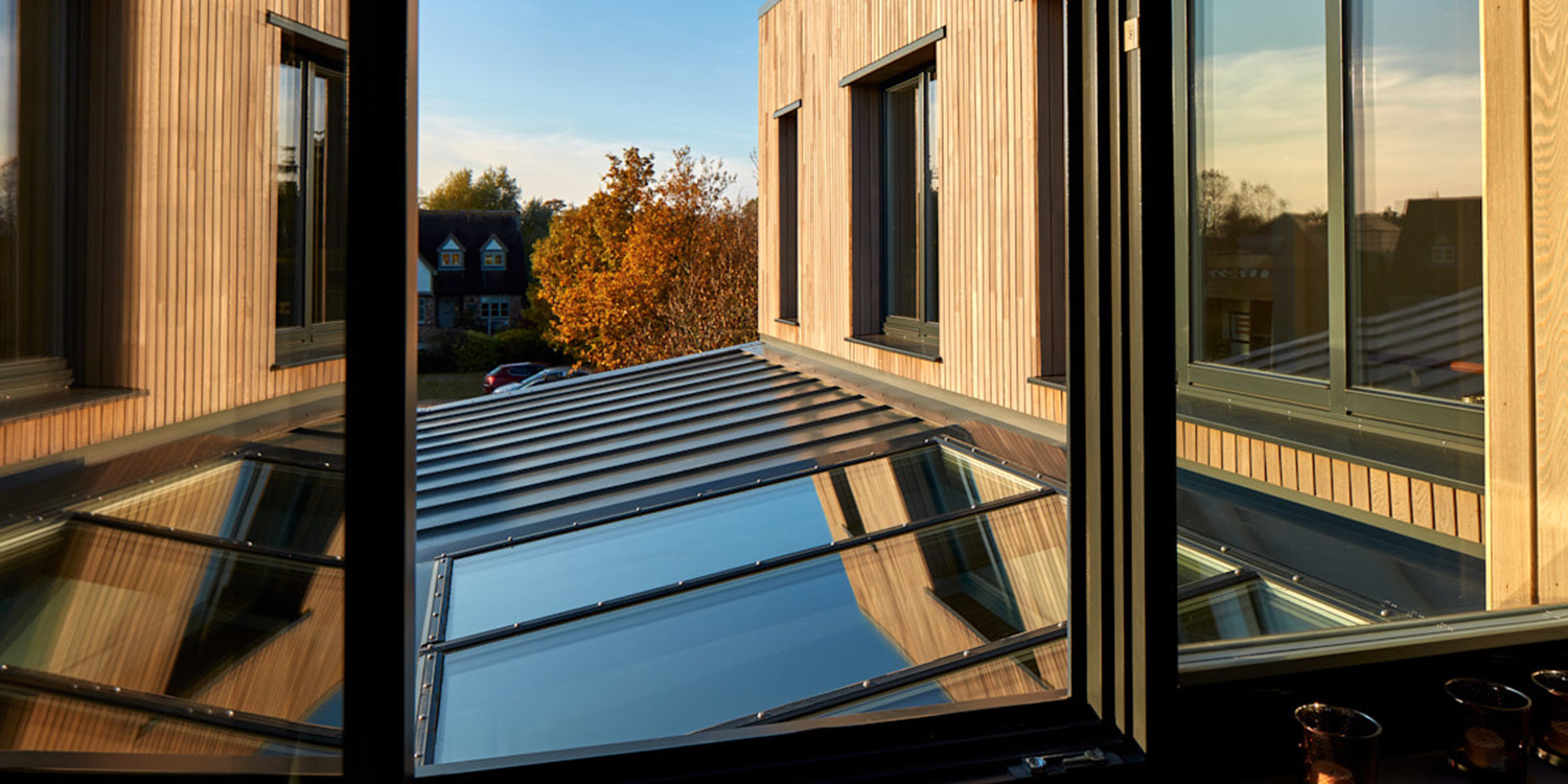 external view of roof with glass roof