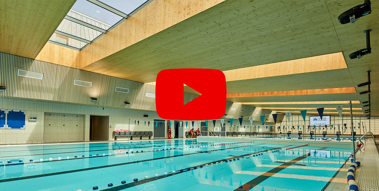 Screenshot of paused video on rooflight over swimming pool