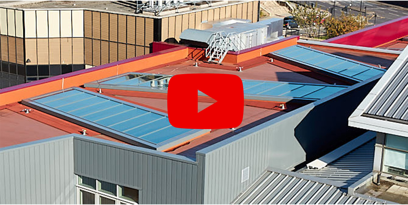 Screenshot of paused video on long rooflights on roof